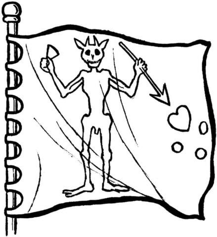 Flag With Demon  Coloring Page